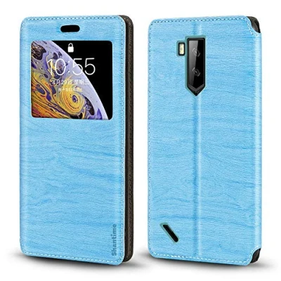 Abbildung von Ulefone Armor X3 Hülle, Holzmaserung Leder Hülle mit Kartenhalter und Fenster, Magnetische Flip Cover für X5