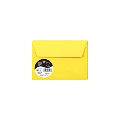 Abbildung von Clairefontaine 26566C Packung mit 5 Umschlägen Pollen, selbstklebend, Format C6 11,4x16,2 cm, Premium glattes Papier 120g, ideal für Ihre Einladungen und Korrespondenz, Sonnengelb, 1 Pack