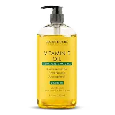 Abbildung von MAJESTIC PURE Vitamin E Öl100% reines &amp; natürliches kaltgepresstes Öl für Haut, Narben, Gesicht, Nägel, Haare, Kopfhaut20.000 IENicht gentechnisch verändertHaar Körperöl8 Fl Oz