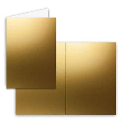Abbildung von 50 Faltkarten B6 Gold metallic Blanko Doppel Karten 12 x 17 cm sehr formstabil für Drucker geeignet Serie: FarbenFroh