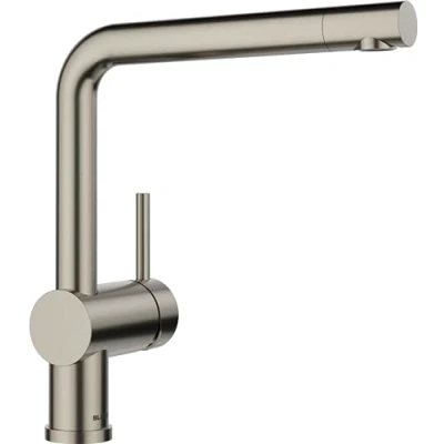 Abbildung von BLANCO LINUS Küchenarmatur in satin platinum Hochdruck Rückflussverhinderer Keramik Kartusche Gesicherte Wasserqualität &amp; wassersparend