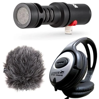 Abbildung von Rode VMML Videomic Me L für iPhone + keepdrum Kopfhörer