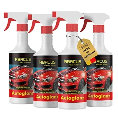 Abbildung von ABACUS® Autoglanz mit Lotus Effekt, Glanzreiniger für brillanten Tiefenglanz, Glanzfinish, Detailer, Glanz Spray, Lackreiniger, Schnellwachs, Trockenwäsche Auto, Autoreiniger 4X 750 ml