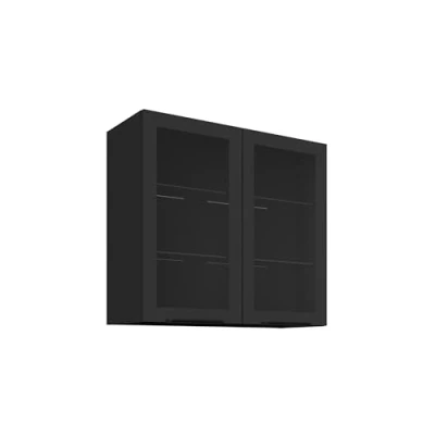 Abbildung von Küchen Glashängeschrank 80 cm Siena Schwarz Küche Küchenzeile Küchenblock