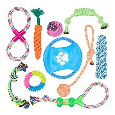 Abbildung von relaxdays Outdoor Spielzeug Hundespielzeug Set 10 teilig, Baumwolle
