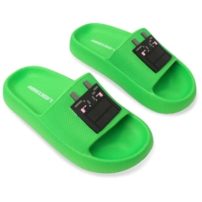 Abbildung von Minecraft Zehentrenner für Jungen, Schlappen Sandalen Kinder Geschenke Jungs (Grün Drachen Schlappen, 38 39 EU)