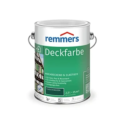 Abbildung von Remmers Deckfarbe flaschengrün, 2,5 Liter, für innen und außen, Wetterschutzfarbe viele Untergründe, hochdeckend, wetterfest