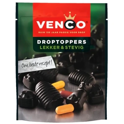 Abbildung von Venco Droptoppers Lekker &amp; Stevig 215g I Lakritz Mix aus bissfesten Drops den Niederlanden Holländische Lakritze Dropmix Holland