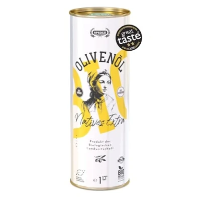Abbildung von Apsogo Bio Olivenöl Extra Nativ (1000ml) Reich an Polyphenolen, Kaltgepresst, Mild &amp; Fruchtig, Vegan Premium Qualität aus Kreta