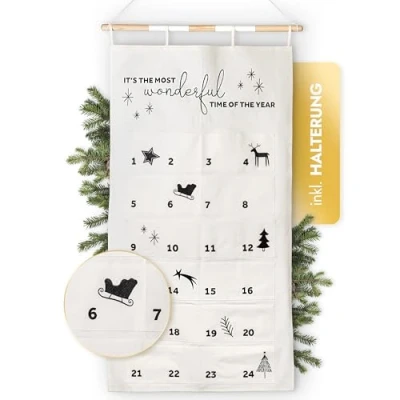 Abbildung von AMARI befüllbarer Adventskalender ® zum Befüllen Wandkalender mit 24 Fächern