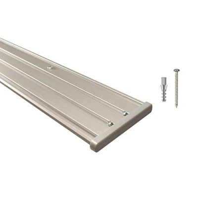 Abbildung von Gardinenschienen 4 läufig aus Aluminium in alu Silber vorgebohrt, 280 cm (2 x 140 cm)