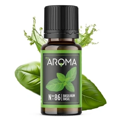 Abbildung von myAROMA Flavour Drops, Basilikum 10ml, Natürlich Liquid Aroma ohne Künstliche Farbstoffe, Vegan Zuckerfreie Schokodrops, Kalorienfrei Lebensmittelaroma zum Backen, Essen und Trinken, No. 86