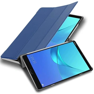 Abbildung von Cadorabo Hülle kompatibel mit Huawei MediaPad M5 8 (8.4 Zoll) Tablethülle Auto Wake Up aus Kunst Leder Flip Klappbare Magnetische Cover für Tasche in Blau