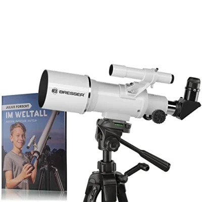 Abbildung von Bresser Classic 70/350 Linsenteleskop mit Astronomie Buch für Einsteiger