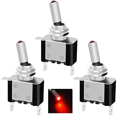 Abbildung von Taiss/3 Stück Kippschalter 12V DC 20A Rote LED Wippschalter beleuchtet 3 Pin EIN/AUS SPST ASW 07D R