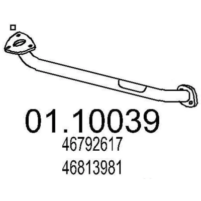 Abbildung von MTS 01.10039 Abgasrohr 770 vorne für Mittelschalldämpfer FIAT: Stilo Schrägheck, Multi Wagon