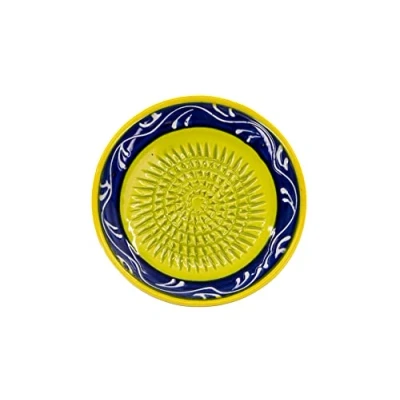 Abbildung von Kaladia Multireibe 12cm Reibeteller in grün &amp; blau, Keramik, handbemalte Küchenreibe Made Spain
