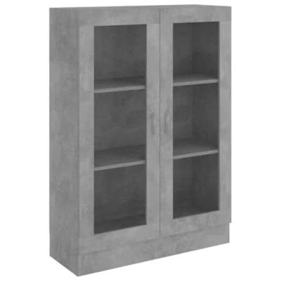 Abbildung von vidaXL Vitrinenschrank Bücherschrank Aktenschrank Büroschrank Vitrine Schrank Bücherregal Sideboard Betongrau 82,5x30,5x115cm Holzwerkstoff