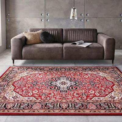 Abbildung von Nouristan Mirkan Orient Teppich Wohnzimmerteppich Orientalisch Kurzflor Vintage Orientalischer für Esszimmer, Wohnzimmer, Schlafzimmer Rot, 160x230cm