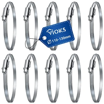 Abbildung von VIOKS Schlauchschellen SET 10x Schellen 110 130mmØ / Edelstahl SET/Schlauchschelle Waschmaschine/Edelstahl Poolschlauch/Edelstahl Waschmaschine
