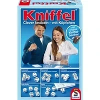 Abbildung von Kniffel mit Lederwürfelbecher, Würfelspiel
