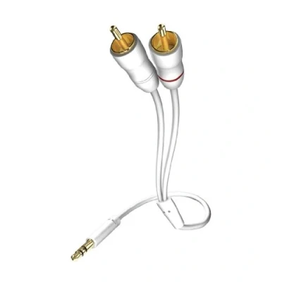 Abbildung von inakustik 003100015 Star Klinkenadapter 3,5mm Klinke &gt; 2 x RCA Für den Anschluss vom Smartphones, Tablets oder PC an HiFi Verstärker 1,5m in Weiß Folienschirm gegen äußere Störeinflüsse