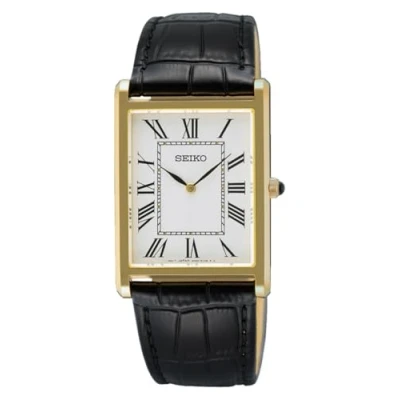 Abbildung von Seiko SWR104P1 Herren Quarzuhr mit Lederband Schwarz/Goldfarben