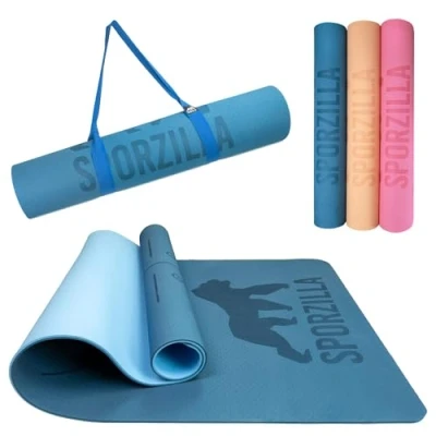 Abbildung von Sporzilla Fitnessmatte XL Yogamatte extra breit 80 cm, rutschfest, mit Hilfslinien, 8 mm dick