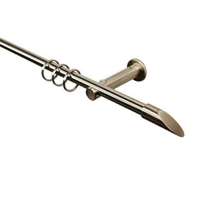 Abbildung von Gardinenstangen in Edelstahl Optik 12,7 mm mit Endstück Diagonal, 120 cm