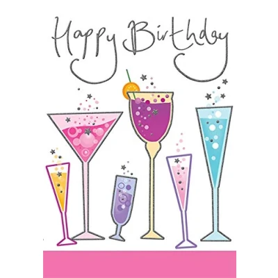 Abbildung von Moderne Geburtstagskarte für Geburtstag, 17,8 x 12,7 cm, Piccadilly Grüße, blau, grau, rosa, pfirsichfarben