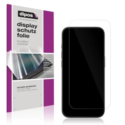 Abbildung von dipos I 2X Schutzfolie klar kompatibel mit Apple iPhone 15 Pro Folie Displayschutzfolie