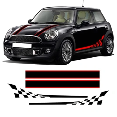 Abbildung von Seitenstreifen Aufkleber Motorhaube Rally Line Motorhaube, Für Mini Cooper S R50 R52 Cabrio R53, Seitenschweller