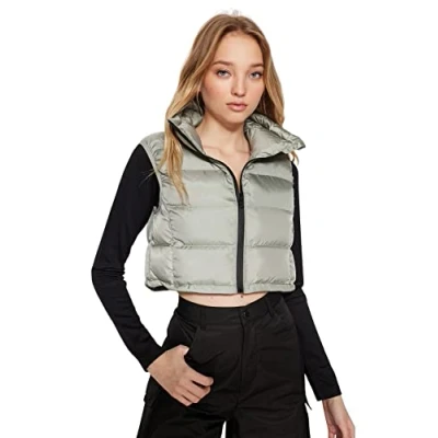 Abbildung von TRENDYOL Damen Lapel Collar Plain Regular Vest Sweater, Helles Khaki, S