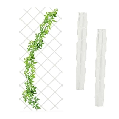 Abbildung von Relaxdays Rankgitter ausziehbar, 3er Set, 180x90 cm, Holz, Rankhilfe Kletterpflanzen, Holzgitter Wand, Spalier, weiß