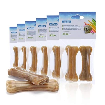 Abbildung von Nobleza Hunde Kauknochen 7.6CM x 12 Stück, 100% natürliche rinderhautknochen und hundeknochen für kleine Hunde, Dog Bones proteinreiche