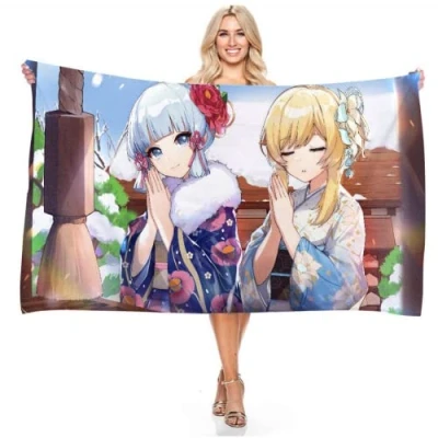 Abbildung von Genshin Impat,Strandtuch Badetuch,Mikrofaser Strandtuch 70x150 Cm Kinderhandtuch Mit Namen,Anime Badetuch Handtuch,bademantel (B,100x200cm)