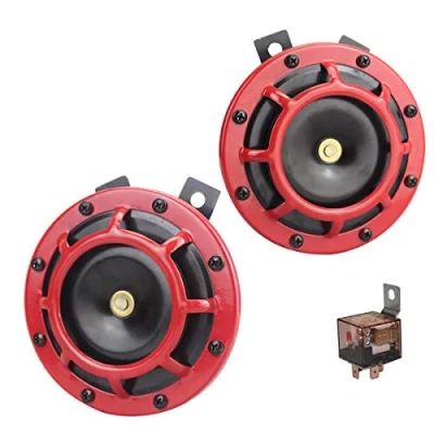 Abbildung von GAMPRO Auto Horn Kit 12V 135db Super Loud Hochton und Low Tone Metall Twin mit Halterung für Autos LKW SUVs Wohnmobile Vans Motorräder Off Road Boote (rot)