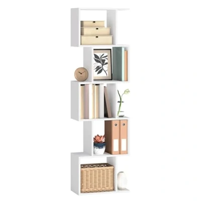 Abbildung von VASAGLE Bücherregal, Regal mit 5 Ebenen, 24 x 40 159 cm, Standregal, Büroregal, freistehend, Dekoregal, zur Präsentation, modern, für Wohnzimmer, Schlafzimmer, Büro, weiß LBC462W01
