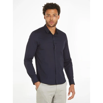Abbildung von Calvin Klein Stretch SLIM Shirt Businesshemd, Herren, Größe: XL, Night sky