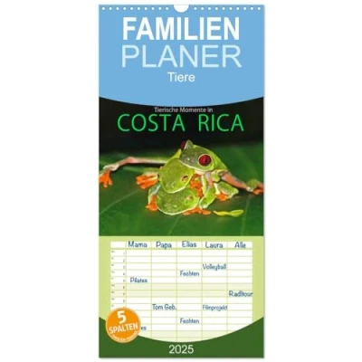 Abbildung von Familienplaner 2025 COSTA RICA Tierische Momente mit 5 Spalten (Wandkalender, 21 cm x 45 cm), CALVENDO
