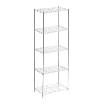 Abbildung von Catter House Klaus Metallregal mit Gitter, 160 56 x 35 cm, Weiß 5 Böden, belastbar bis 175 kg, kg pro Regal, verchromt und einfach zu montieren