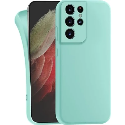 Abbildung von MyGadget Hülle kompatibel mit Samsung Galaxy S21 Ultra robuste Handyhülle TPU Case Slim Silikonhülle Back Cover Kratzfest Schutzhülle Matt Mint