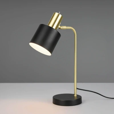 Abbildung von Reality Leuchten Tischleuchte Adam R51041080, Metall Schwarz/Gold matt, exkl. 1x E27