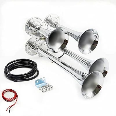 Abbildung von YIYIDA Car Horn Autohupe Silber LKW Hupe 12V Lufthorn Lautsprechermagnetventil Air für Auto trainiert Boote mit