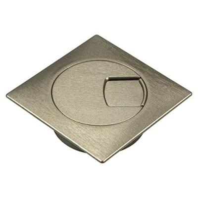 Abbildung von Gedotec Kabeldurchführung Schreibtisch aus stabilem ABS Kunststoff 1 Stück quadratische Kabeldurchlässe 60mm Plaza Kabeldose Edelstahl Optik Kabelführung eckig zum Eindrücken kabelkanal