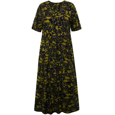Abbildung von Ulla Popken Schmetterlinge Vausschnitt Halbarm Jerseykleid, Damen, Größe: 54/56, Marine