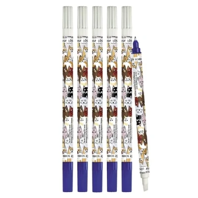 Abbildung von Online Vorteils Pack Tintenlöscher 6x Tintenkiller zum Löschen und Überschreiben Design Fluffy Cats Entfernung Korrektur blauer Tinte Schreibfarbe blau