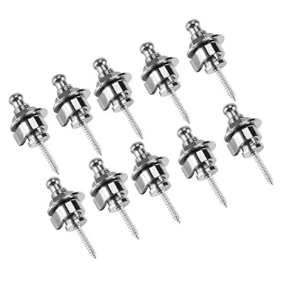 Abbildung von secure locks gitarre,Gitarrengurt Schlösser Tasten 10 teile Gitarrengurt Schnellverschluss Sicherheit Straplocks Rutschfeste Strap Retainer System Für Akustische E gitarre Bass Ukulele(Silber)