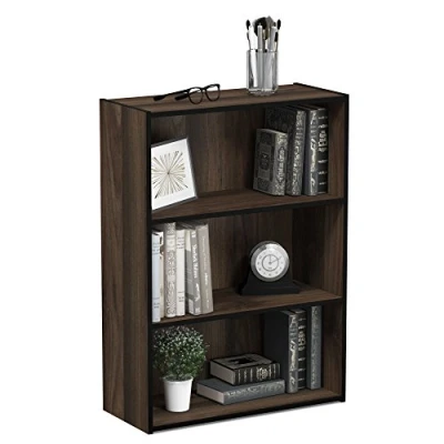 Abbildung von Furinno Pasir 3 Stufe offenes Regal, Bücherregale, Kolumbien Walnuss, 57.7 (Breite) x 80 (Höhe) 24.1 (Tiefe) cm