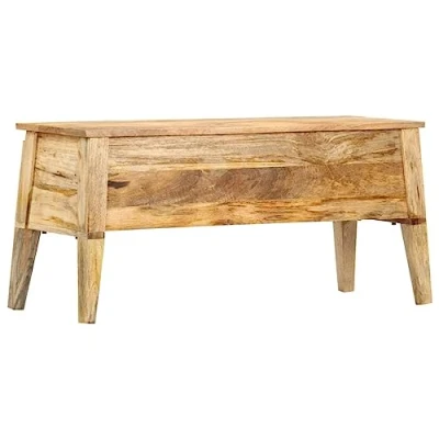 Abbildung von vidaXL Mangoholz Massiv Aufbewahrungstruhe Sitzbank Sitztruhe Truhenbank Truhe Holzbank Bank Holztruhe Flurbank Aufbewahrungsbox 99x35x48cm